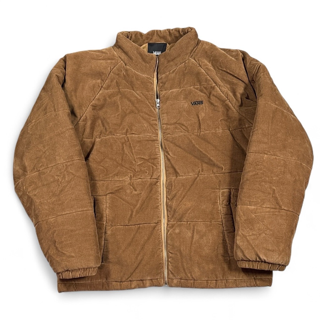 Vans Off The Wall Ashburn Puffer Jacket Brown/Tan Corduroy Quilted Women’s Xxl